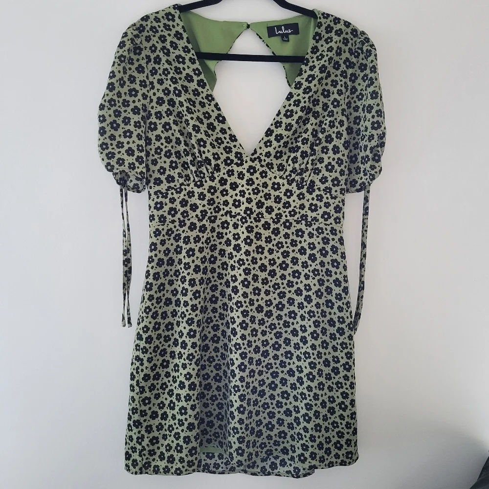 Lulus Green Floral Print Backless Mini Dress - Picture 2 of 8